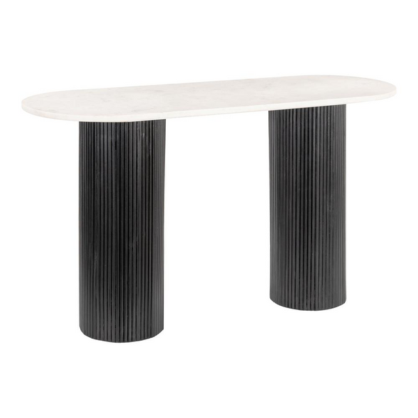 Izola Console Table White & Black - Modern Marble & Mango Wood Elegance