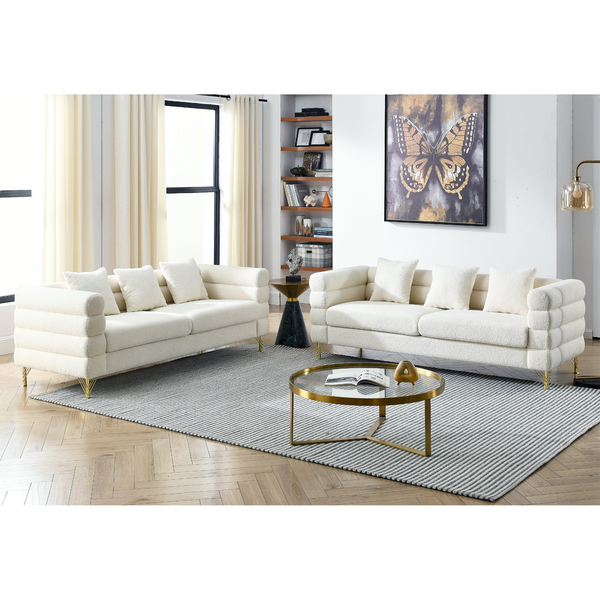 3-seater + 3-seater Combination Sofa - White Teddy (Ivory)