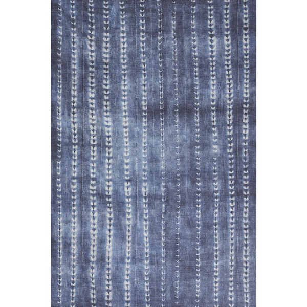 Contemporary Rectangle Area Rug, Denim, 7'6" X 9'6" - Durable Flat-Weave Shibori-Inspired Rug