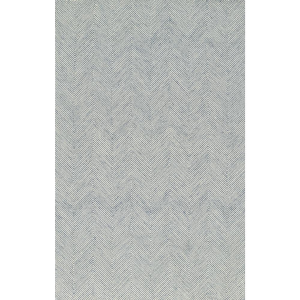 Contemporary Rectangle Area Rug, Blue, 2' X 3' – Stylish & Durable Herringbone Pattern