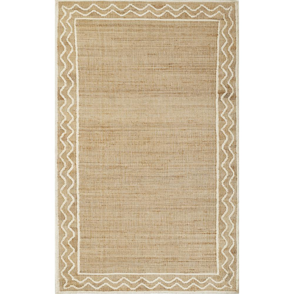 Contemporary Rectangle Area Rug, Natural 8' x 10' - Handwoven Jute & Wool Rug by Erin Gates