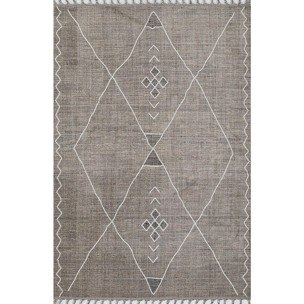 Contemporary Rectangle Area Rug, Grey, 5'3" X 7'6" - Modern Moroccan Inspired Durable Rug