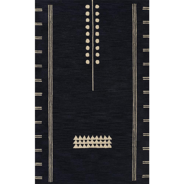 Contemporary Rectangle Area Rug, Navy, 8' X 10' – Hand-Tufted New Zealand Wool, Durable & Stylish