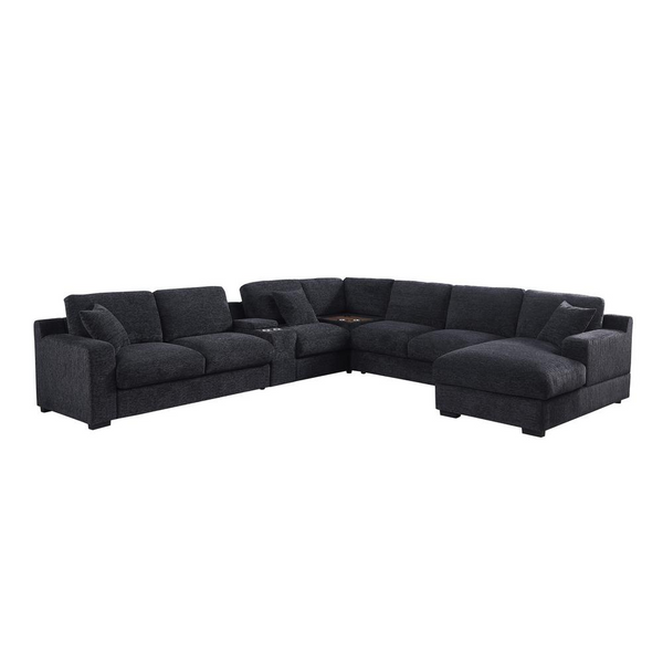 Fabric Corner Sectional Sofa with Right-Facing Chaise, Cupholders