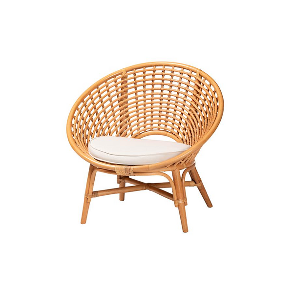 Aerin Modern Bohemian Natural Rattan Accent Chair