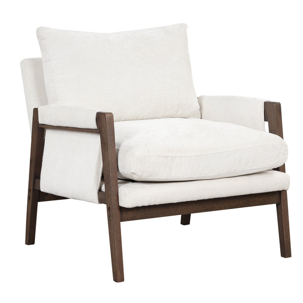 Mid-Century Modern Velvet Accent Chair - White