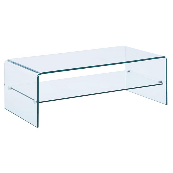 12MM Bent Tempered Glass Coffee Table with 8mm Shelf - Modern Elegance for Your Living Room