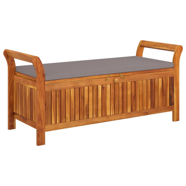 Patio Storage Bench with Cushion 49.6" Solid Wood Acacia - Organize and Comfort