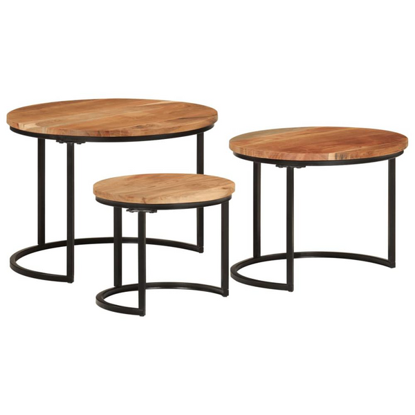 Elegant Nesting Tables 3 pcs in Solid Acacia Wood - Versatile & Stylish