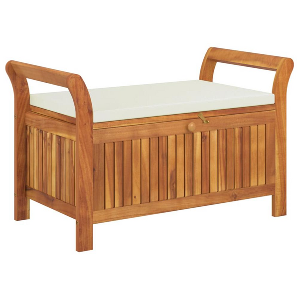 Patio Storage Bench with Cushion 35.8" Solid Wood Acacia