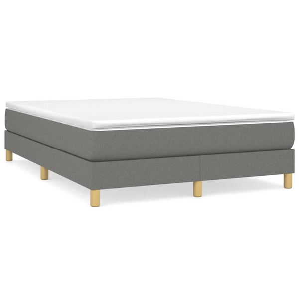 Box Spring Bed Frame Dark Gray 59.8"x79.9" Queen Fabric - Supportive Legs, Breathable & Durable