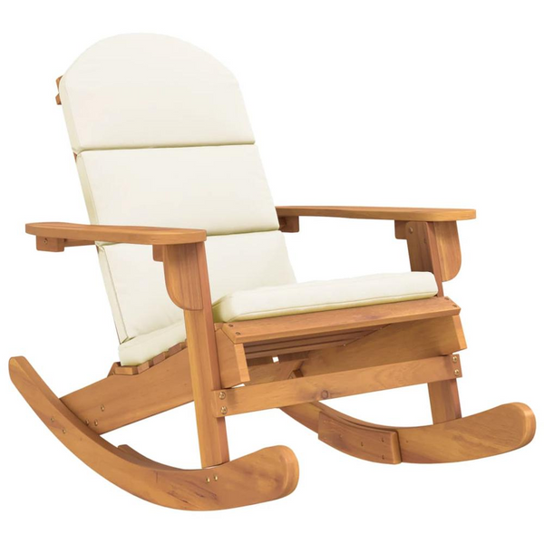 Adirondack Rocking Chair with Cushions - Solid Acacia Wood | Outdoor Patio & Garden Furniture