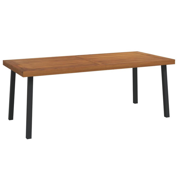 Elegant Patio Table 78.7"x39.4"x29.5" - Solid Acacia Wood with Metal Legs