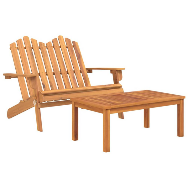 2 Piece Adirondack Patio Lounge Set - Solid Acacia Wood Outdoor Furniture