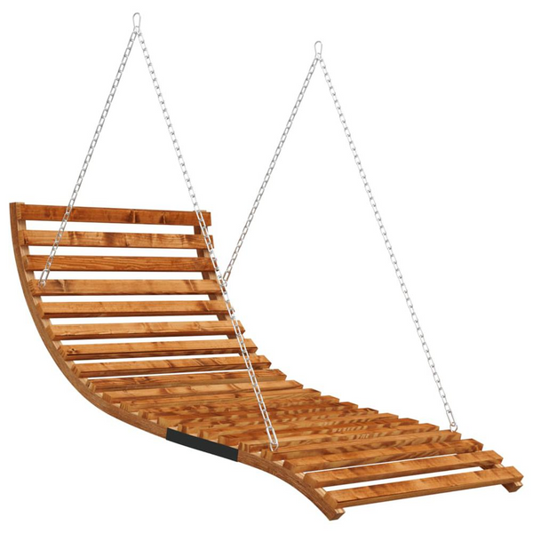 Luxurious Swing Bed in Solid Bent Wood with Teak Finish - 45.3"x57.9"x18.1"