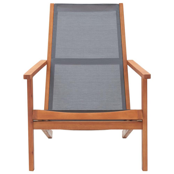 Patio Lounge Chair Gray Solid Wood Eucalyptus and Textilene - Stylish and Durable Outdoor Seating