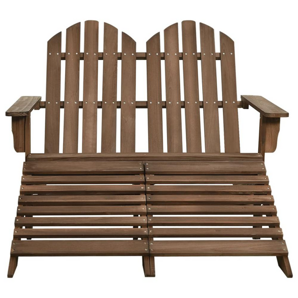 2-Seater Patio Adirondack Chair Fir Wood Brown - Comfortable Outdoor Furniture