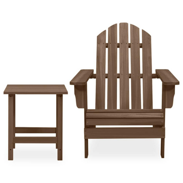 Patio Adirondack Chair with Table - Solid Fir Wood, Brown - Comfortable & Stylish Outdoor Seating