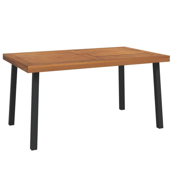 Elegant Patio Table 59.1"x35.4"x29.5" | Solid Acacia Wood with Industrial Metal Legs