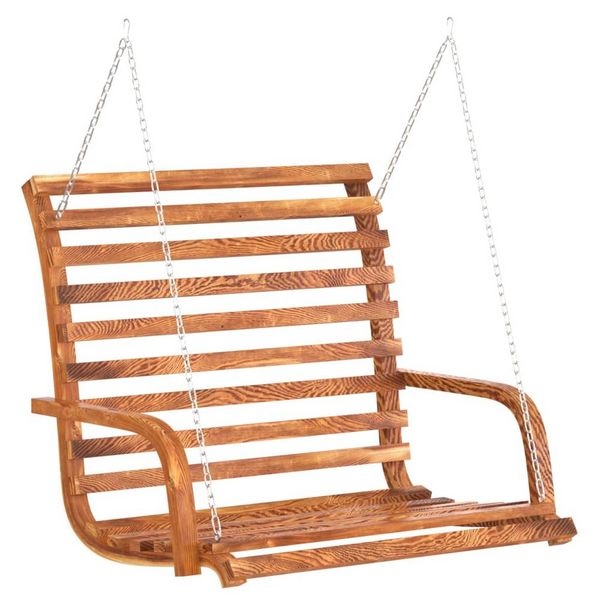 Swing Bench Solid Wood Bent with Teak Finish - Outdoor Relaxation and Comfort