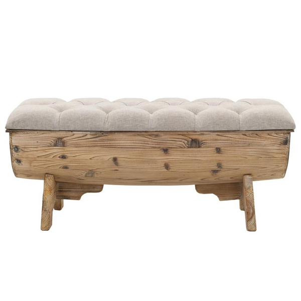 Elegant Storage Bench 40.6" - Solid Fir Wood with Padded Seat