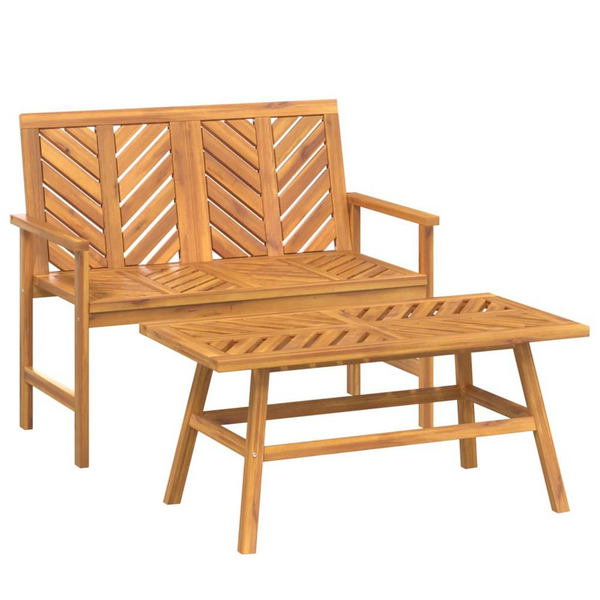 2 Piece Patio Lounge Set - Solid Wood Acacia for Garden, Terrace & More