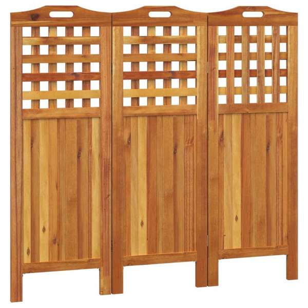 3-Panel Room Divider - 47.8"x0.8"x45.3" Solid Acacia Wood | Elegant Foldable Partition Screen