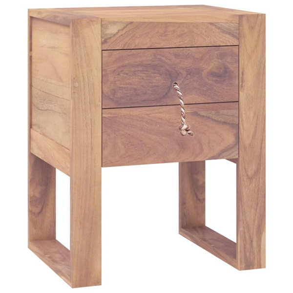 Rustic Solid Teak Wood Bedside Cabinet - 15.7x11.8x19.7 | Colonial Style Nightstand