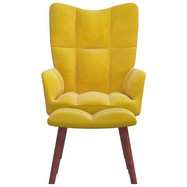 Relaxing Chair with Mustard Yellow Velvet and Stool - Ultimate Comfort and Style