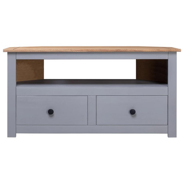 Corner TV Stand Gray 36.6"x19.3"x19.3" | Solid Pine Panama Range | Elegant & Durable Design