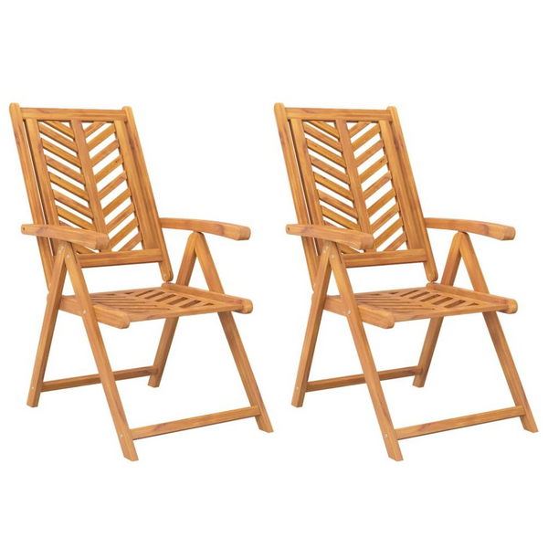 Reclining Patio Chairs 2 pcs Solid Wood Acacia - Comfortable and Durable Outdoor Seating