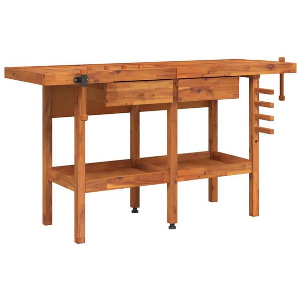 Workbench with Drawers and Vices 63.8"x24.4"x32.7" Solid Wood Acacia