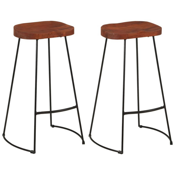 Gavin Bar Stools 2 pcs 19.7"x15.7"x30.7" Solid Wood Mango - Retro Design, Durable Material