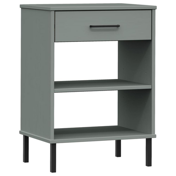 Console Cabinet with Metal Legs Gray Solid Wood Pine OSLO - Industrial Style Furniture