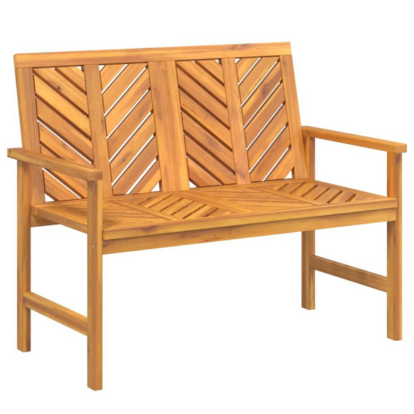 Patio Bench 42.9" - Solid Wood Acacia with Chevron Pattern Backrest