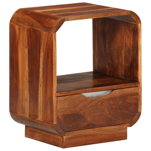 Elegant Solid Sheesham Wood Nightstands with Drawer - Set of 2 | 15.7"x11.8"x19.7" | Unique Wood Grain Design