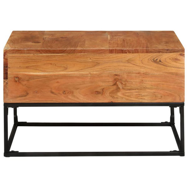 Solid Acacia Wood Coffee Table - 26.8"x26.8"x16.1" - Rustic & Sturdy Living Room Furniture