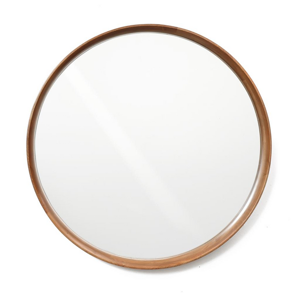 Natural Rubberwood Frame Oval Wall Mirror - Elegant and Sophisticated