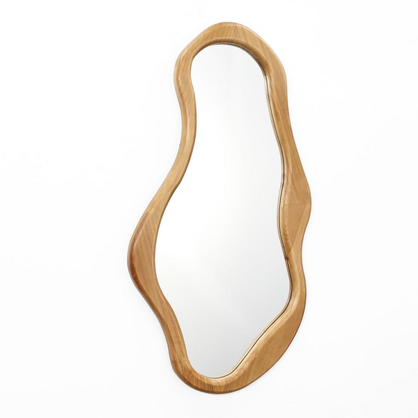 Organic Pine Wood Frame Oval Wall Mirror - Natural Design for Home Decor