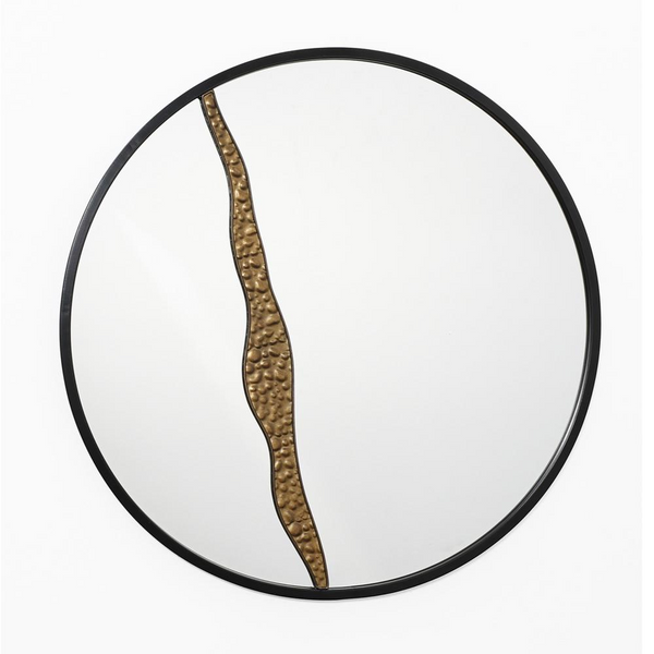 Goldrush Black Metal Frame Round Wall Mirror - Elegant & Unique Home Decor