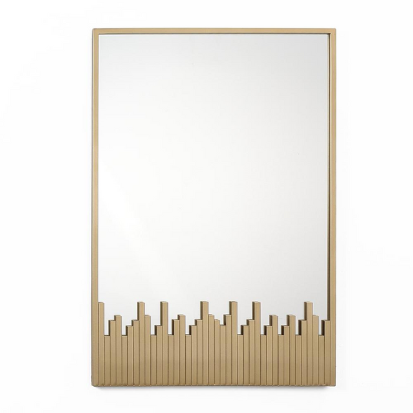 Cityscape Gold Metal Frame Rectangular Wall Mirror - Modern and Luxurious Home Decor