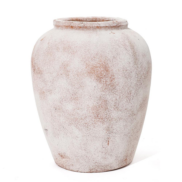 Marble Brown and White 12.4-Inch Tall Terracotta Vase