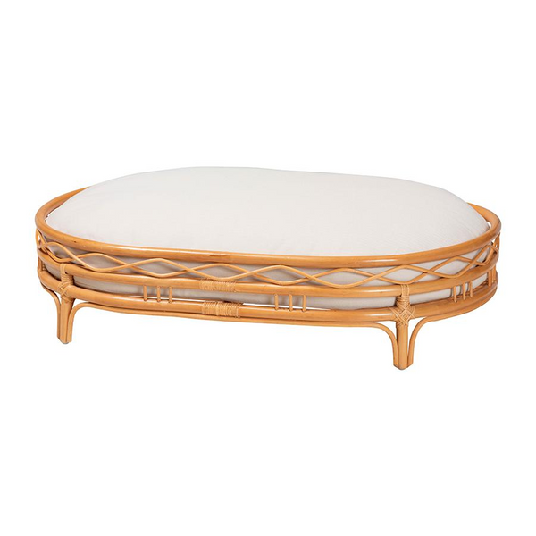 Jovia Bohemian Honey Rattan Pet Bed - Handcrafted Rustic Charm