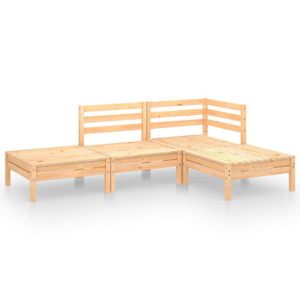 4 Piece Patio Lounge Set in Solid Pinewood - Durable & Stylish Outdoor Furniture