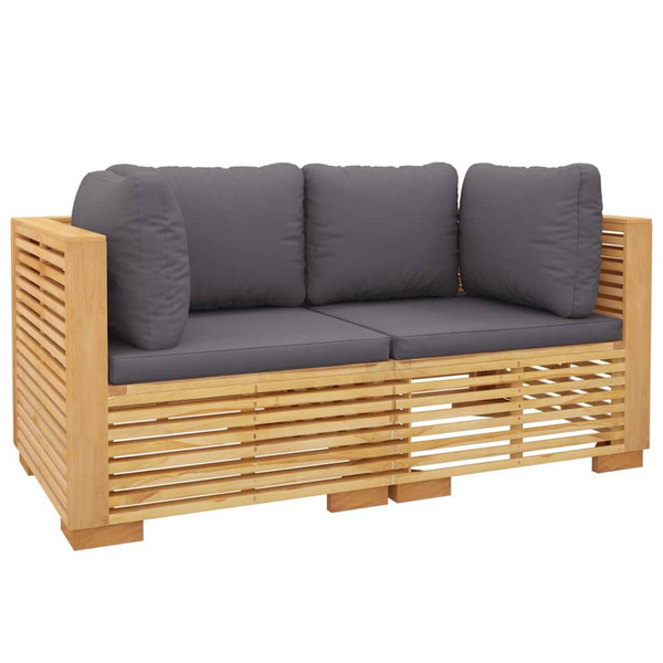 Patio Corner Sofas with Cushions - 2 pcs Solid Wood Teak | Elegant & Durable Outdoor Seating