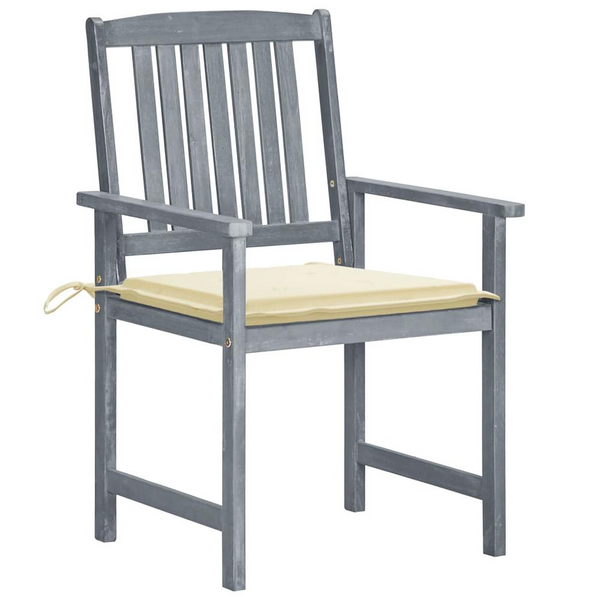 Elegant 8-Piece Patio Chairs with Cushions | Solid Acacia Wood in Gray Finish