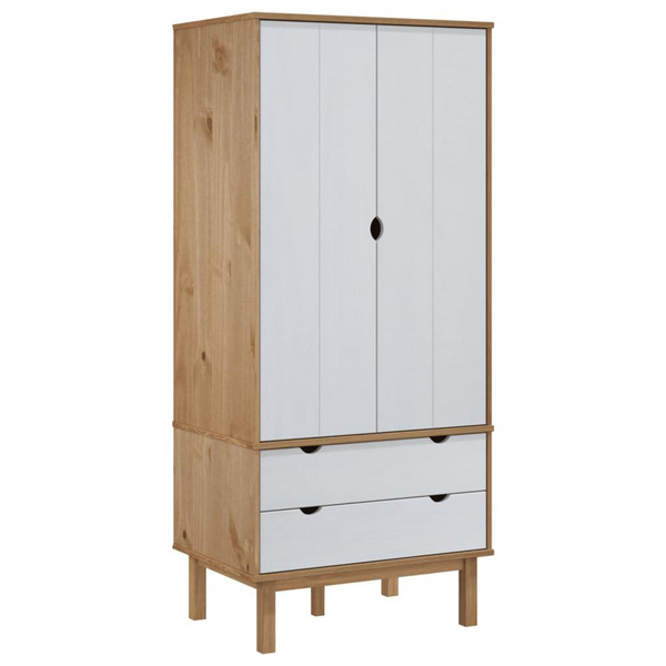 Wardrobe OTTA Brown and White Solid Wood Pine