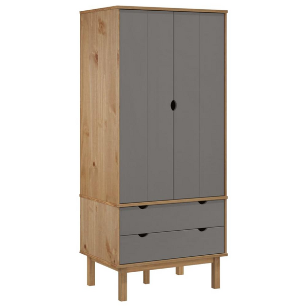 Wardrobe OTTA Brown and Gray Solid Wood Pine