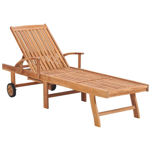 Sun Lounger with Cream Cushion | Solid Teak Wood - Rustic Charm for Your Outdoor Space