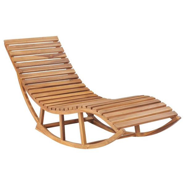 Luxurious Rocking Sun Lounger with Cushion - Solid Teak Wood for Ultimate Relaxation